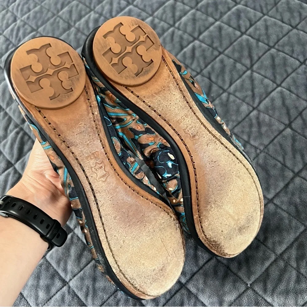 Tory Burch Ballet Flats Women’s 8.5 Shoes Floral Satin Round Toe